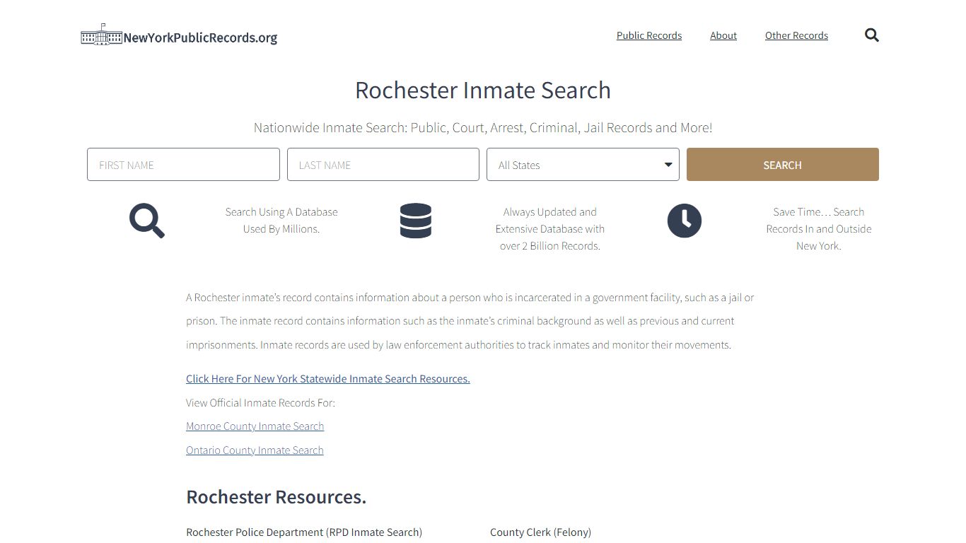 Rochester Inmate Search - RPD Current & Past Jail Records